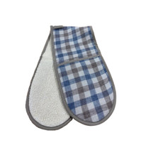 Wentworth Double Oven Glove Blue & Brown Check