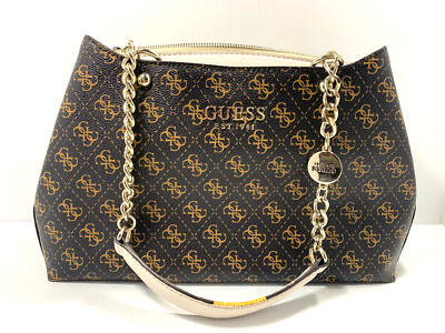 Guess Lorenna Sholder Bag Girlfriend Shopper Bag 4G Logo Gold SG767109 LIKE NEW