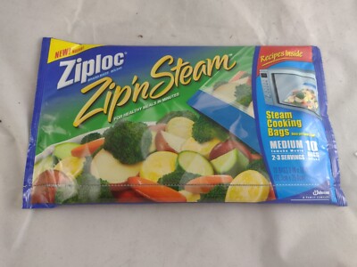 Ziploc Zip 'N Steam Medium Cooking Bag Microwave Pack of 10 Discontinued