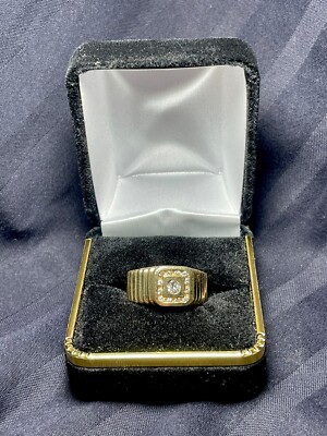 Solid 14k Yellow Gold Men s  Rolex Ring   with Brilliant Cut Natural Diamonds