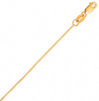 0,7 mm Runde Schlangenkette Halskette Echt 14K Gelbgold