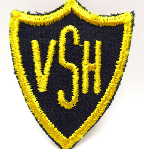 VSH - Monogram - Initials - Embroidered Shield - Yellow & Black - Vintage Patch - Picture 2 of 5