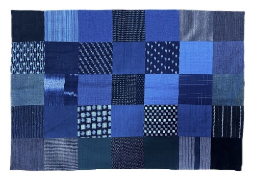 画材 Indigo Genuine Vintage Japanese Textile Aizome Indigo Blue Cotton Fabric Scrap 34