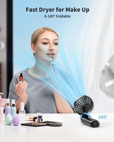 Portable handheld fan, foldable 3000mAh rechargeable battery, with display - Picture 6 of 8