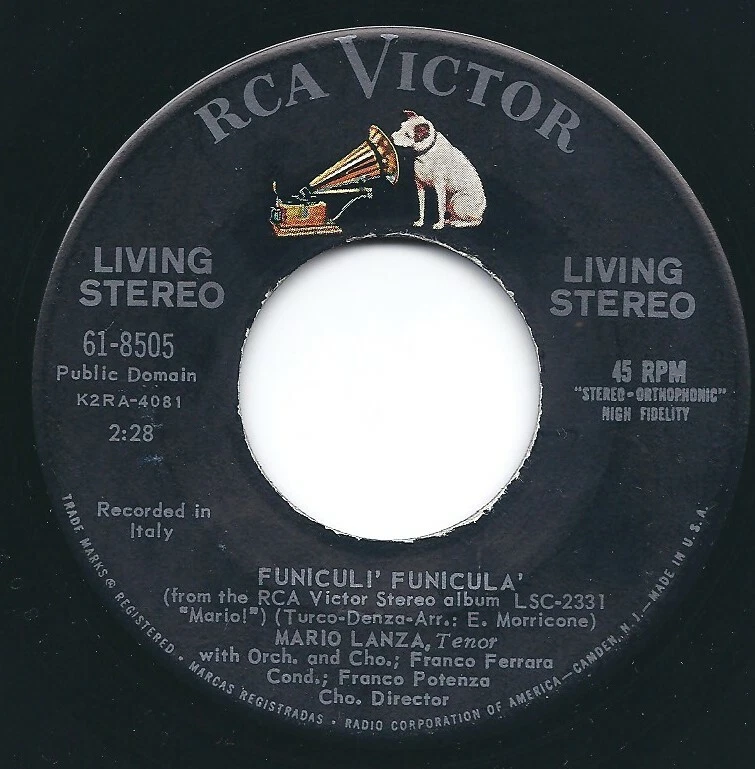 MARIO LANZA "Funiculi´ Funicula´/Maria Mari´" LIVING STEREO RCA VICTOR 61-8505 - Image 3 of 4