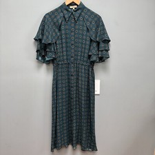 Michael Kors Collection Silk Short Sleeve Button Down Midi Dress 8