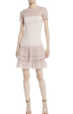 Jonathan Simkhai diamond crepe appliqué Mini Dress petal dress Pink 10