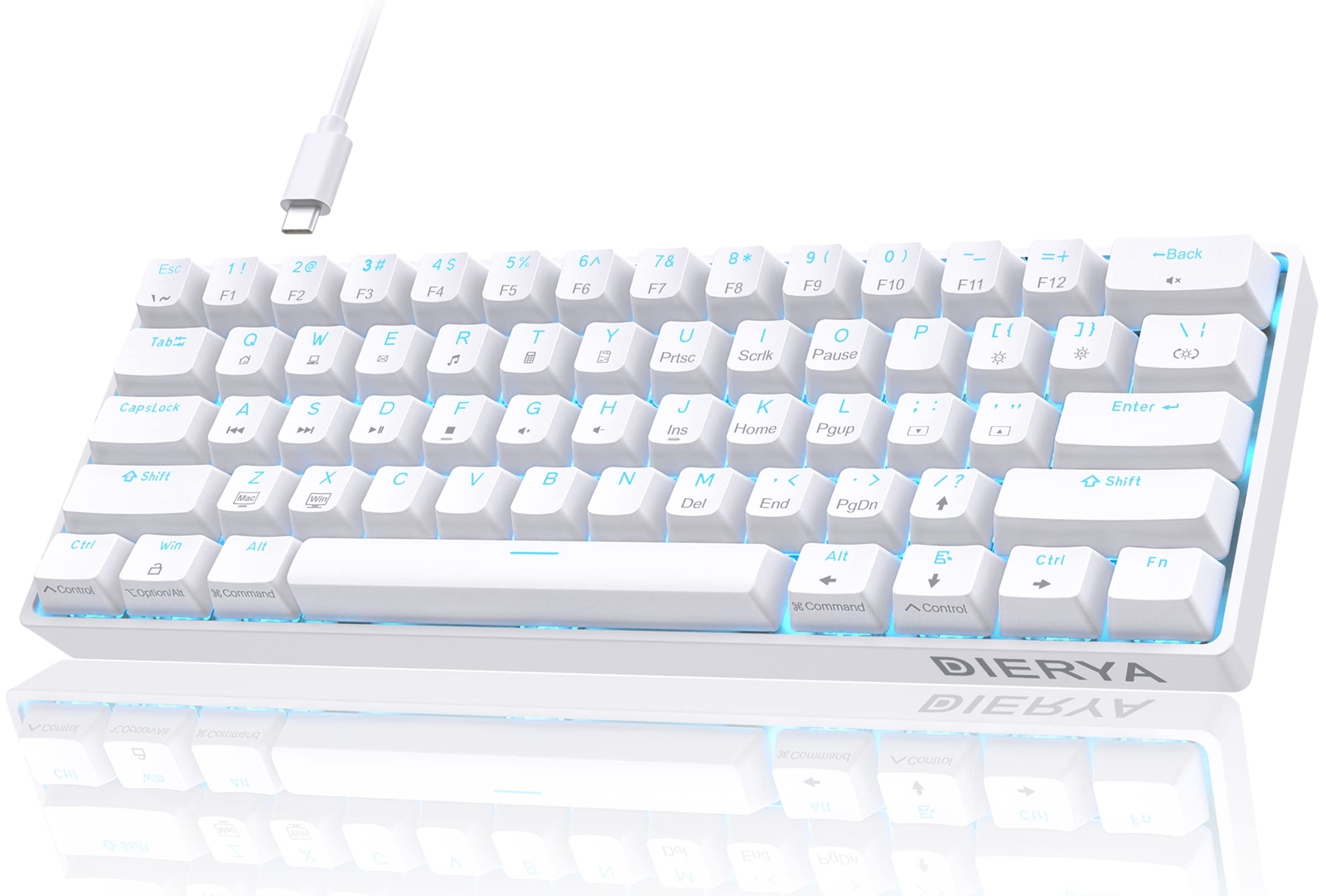 DIERYA 60% Mechanical Keyboard, DK61se Wired Gaming Keyboard with Red Switches,-image