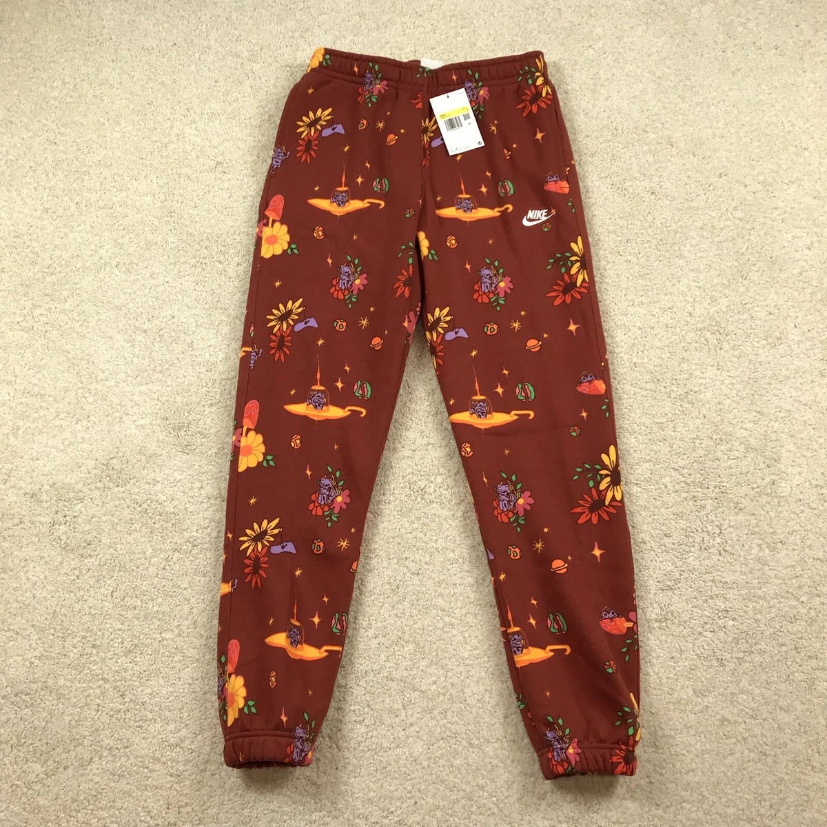 Nike Sportswear Mens Small Sweatpants Deep Clay Space Floral Pattern DQ3510 670