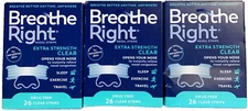 78 Breathe Right NASAL STRIPS EXTRA STRENGTH CLEAR SENSITIVE SKIN ( 3 x 26 CT )