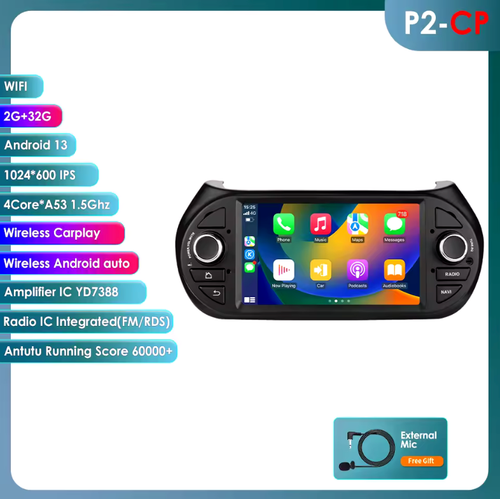 Autoradio Android 7" per Fiat Qubo Fiorino Bipper Nemo | 2Din GPS CarPlay 32GB - Foto 7 di 7