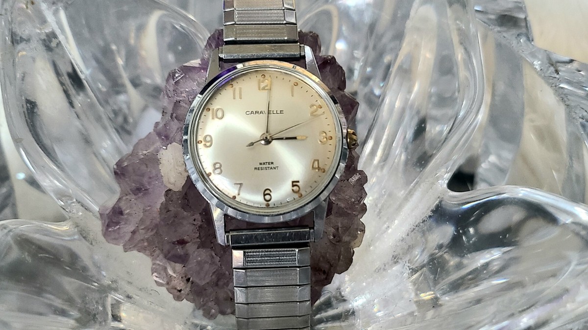 Vintage 1970 Caravelle 17 Jewel Mechanical Wind Silver-Tone Men's