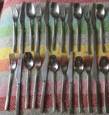 Rare Vintage Retro RayWare 8 Place Knife Fork Löffel Cutlery Set 18/10 Stainless