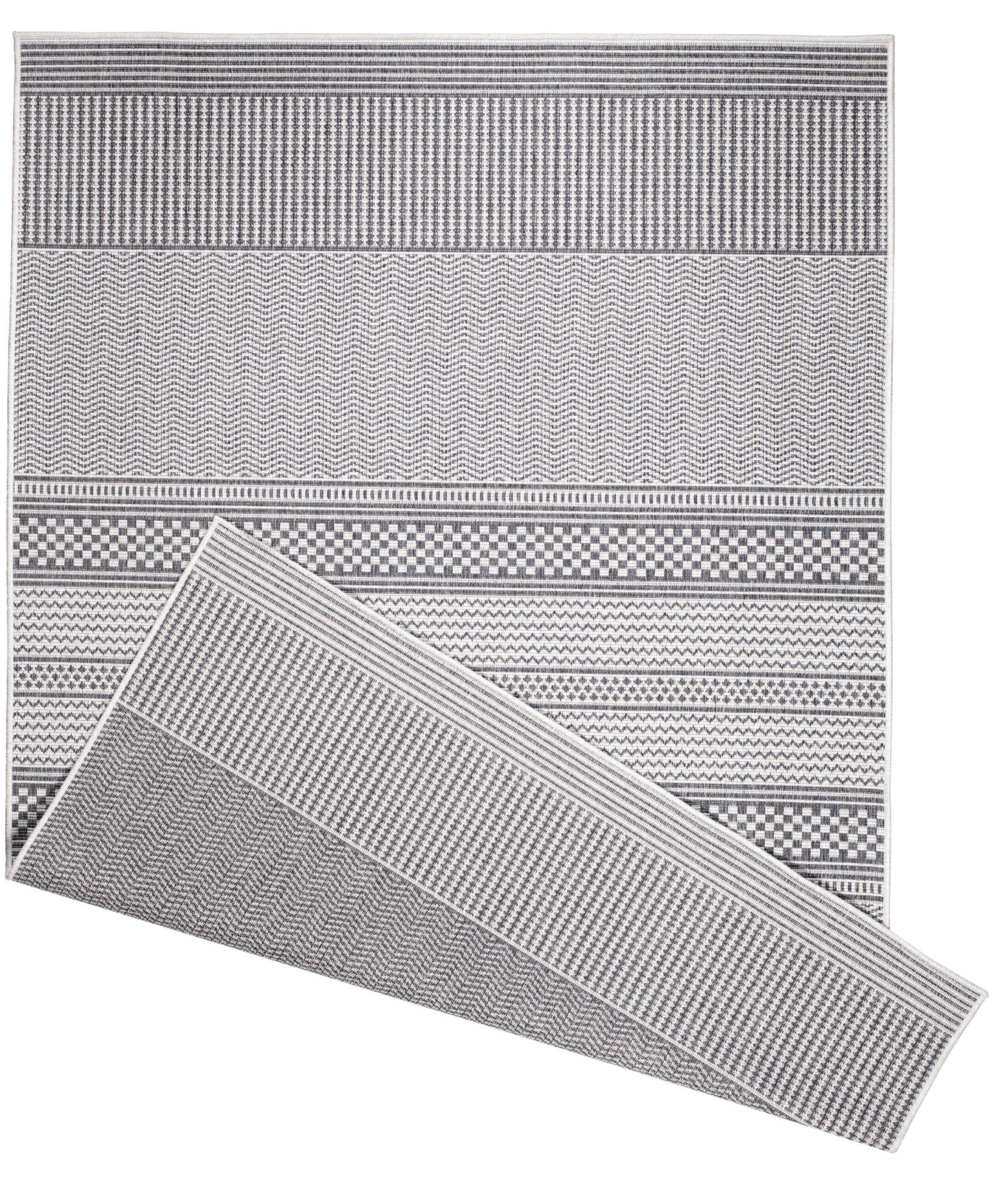 The Rugs Grey Duo Weave Outdoor Rug Fine Line - 120X170 Cm - Image 3