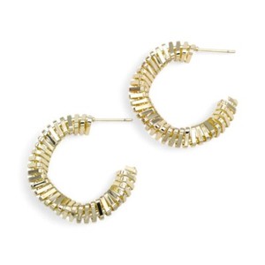 Authentic Gold Plated Ladder Texture Twisted Open Hoop Earrings
