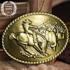PREMIUM BULL HUNTER Belt Buckle Metal Zinc Alloy Vintage Retro Cowboy Western