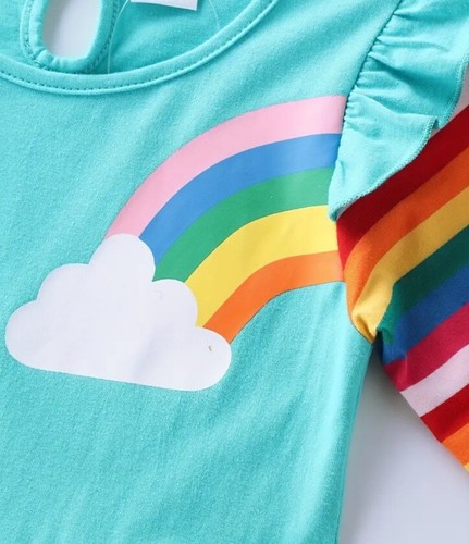 Süßes Mädchen Kleid Regenbogen Einhorn Applikationen Gr.110/116 NEU - Bild 3 von 7