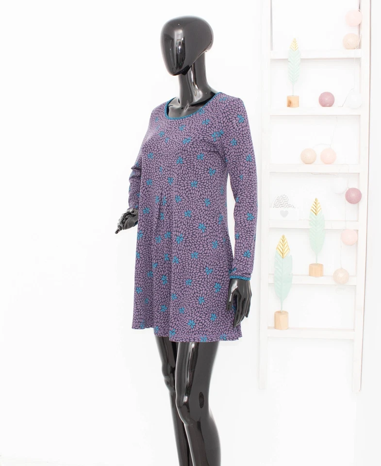 GUDRUN SJODEN Long Blouse Purple/Blue Floral Stretch Jersey Tunic S - Image 3 of 4