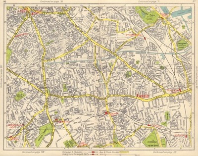 S LONDON. Walworth Camberwell Peckham Walworth Bermondsey Denmark Hill 1948 Karte