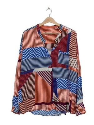 EMILY VAN DEN BERGH Langarm-Bluse Damen Bluse Gr. DE 44 rot-blau Casual-Look