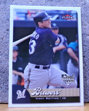 BASEBALL CARD COOL PICTURE FLEER ROOKIE MILWAUKEE BREWERS VINNY ROTTINO. rookie card picture