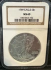 1989 $1 American Silver Eagle NGC MS69 Brown Label