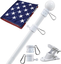 House Flag Pole with American Flag - Flagpoles Residential Kit with 6Ft Tangle F