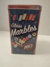 New Sealed 160 Count Of Classic Glass Marbles With Tin Can Tin Box Company