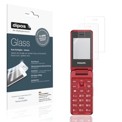 2x Schutzfolie für Philips Xenium E2601 matt - Anti-Shock 9H Folie dipos Glass
