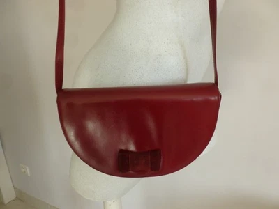 SAC POCHETTE VINTAGE BALLY ET DAIM ROUGE BORDEAUX CUIR PORTE DE TRAVERS - Photo 1/4