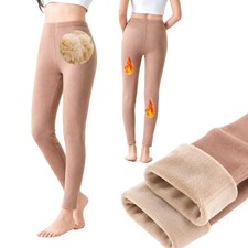 Thermal Fleece Lined Leggings Women Thick Winter Warm Pants, High Waisted Cold W