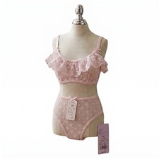 Wild Fable Lace Heart Bralette Panty Set XL Light Pink Intimates lingerie NWT