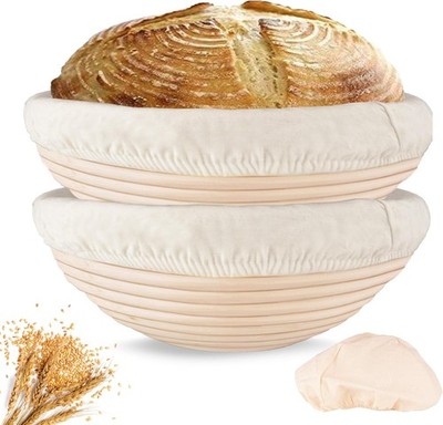 Banneton Bread Proofing Basket Set Of 2-9 Inch Sourdough Basket for Home