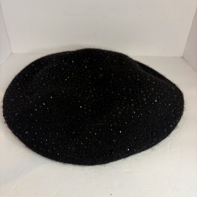 Studio Select Women s Wool Beret Hat Black Rhinestones OS
