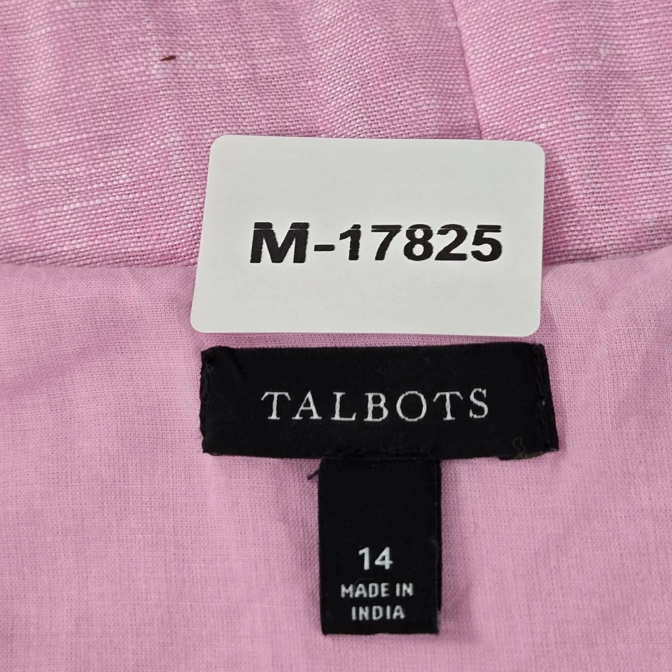 Vestido para mujer Talbots 14 rosa algodón lino funda cottagecore bordado ojales Foto 2 de 4