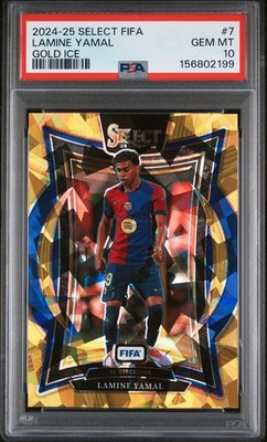 2024-25 PANINI SELECT FIFA GOLD ICE #7 LAMINE YAMAL 4/10 PSA 10