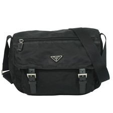 PRADA Nylon Shoulder Crossbody Bag Black Silver