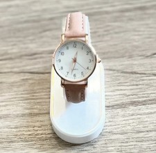 *NEW*LADIES WATCH - White Face - Golden Rose Tone Case - Pink Faux Leather Strap