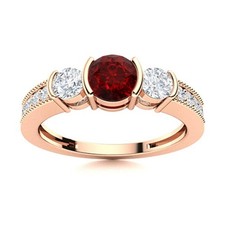 Natural Garnet Solitaire Prong Art Deco Ring Jewelry 925 Sterling Silver
