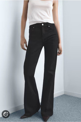 Mango MNG Women's VIOLETA Black High-Waist Flared Jeans size US 6