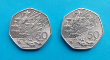 1994 D-DAY 50p coin x 2 - Commemorates Normandy Landings, large size fifty pence