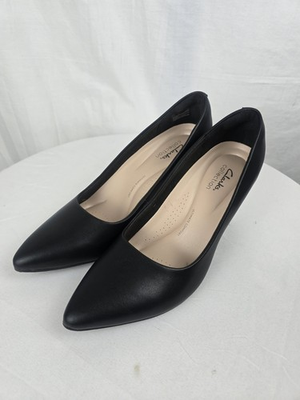 #ad Clarks Women#x27;s Collection Comfort Black Leather Pumps Sz 9.5M $27.19