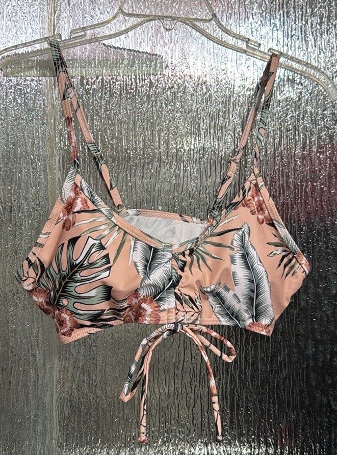 3 Pc Tropical Swim Set Ladies Top 16” P2P Boy Shorts Cover Up Medium Orig $24