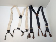 Vintage Lot of Two CAS Germany Suspenders Black/White, Navy Blue/Brown