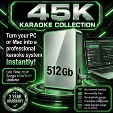 Professional Karaoke System for Laptop PC and Mac Compatible 45,000 tracks