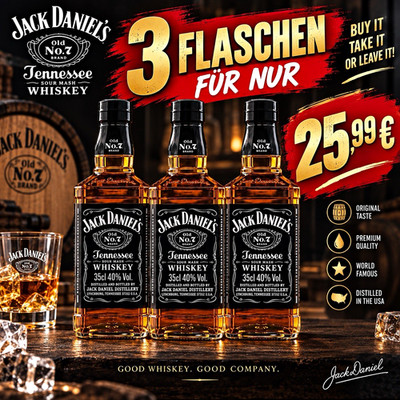 Jack Daniel's Old No. 7 Tennessee Whiskey 3x 35 cl Flasche 40% vol.