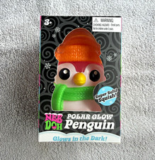 Rare Schylling NeeDoh Squishmas Polar Glow Penguin Glows in Dark Super Solid