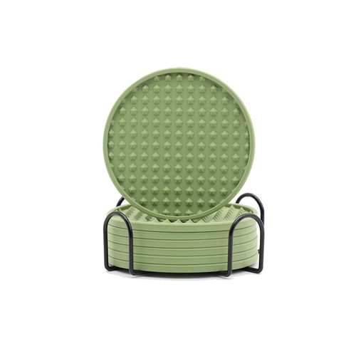 6 Stück Silikon Untersetzer Rund Rutschfest Tasse Matten Getränke Tisch Glas Pad mit Halter - Bild 21 von 24