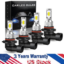 9006 9005 Led Headlight Kit Combo Bulbs 10000k High Low Beam Super Bright White