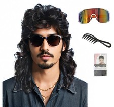 Mullet Wig for Men Joe Dirt Emo Wig 80s Costumes Fancy Party Cosplay for Male...